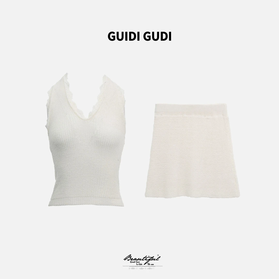 GUIDI GUDI【写首歌给你】黄加蓝两件套背心+半裙套装 D9510740H