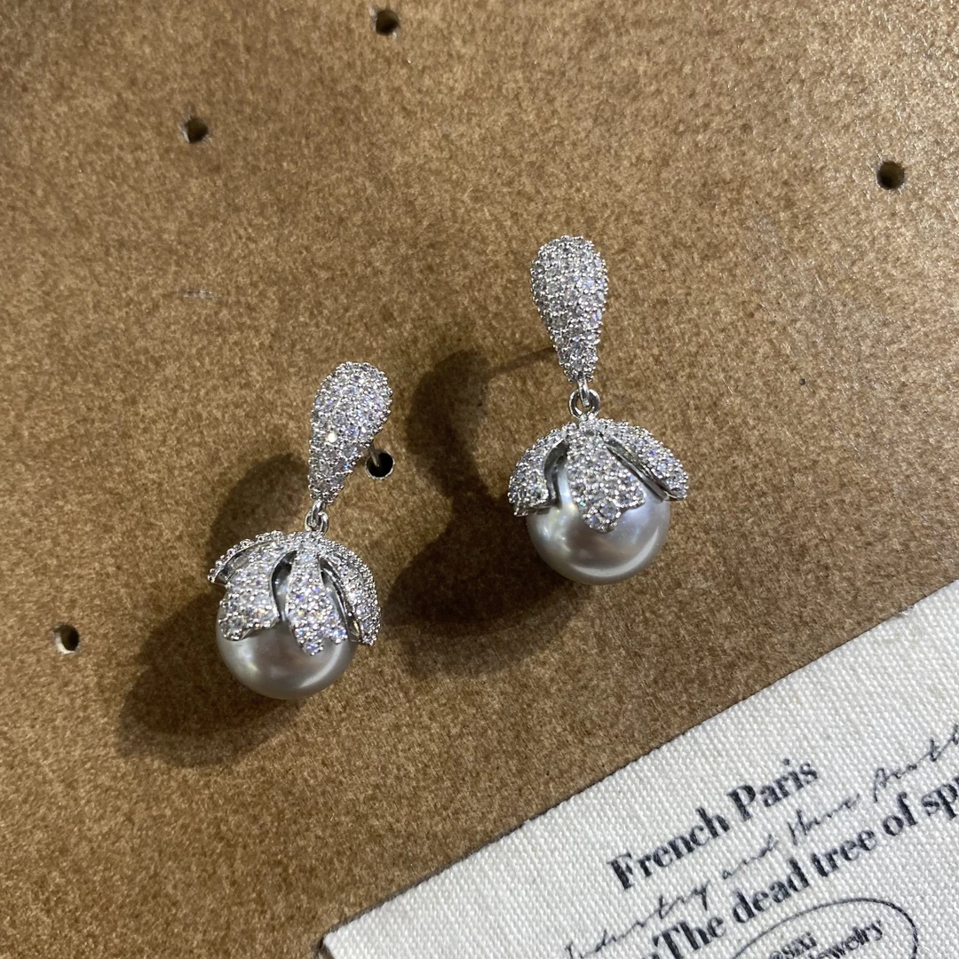 铜合金合成锆石耳饰 满锆简约百搭耳饰 D29