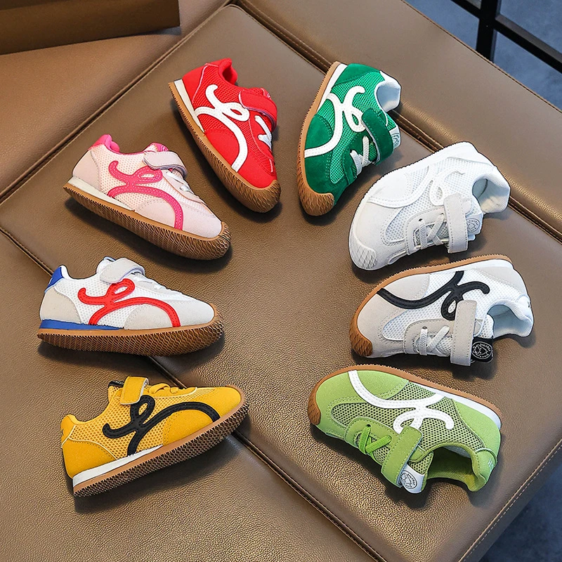 春秋新款男女童阿甘鞋儿童宝宝板鞋休闲双网透气小童运动鞋德训鞋