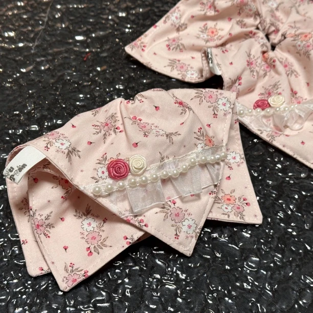 （手作）一对花方巾发饰头饰少女ins韩版甜美法式可爱