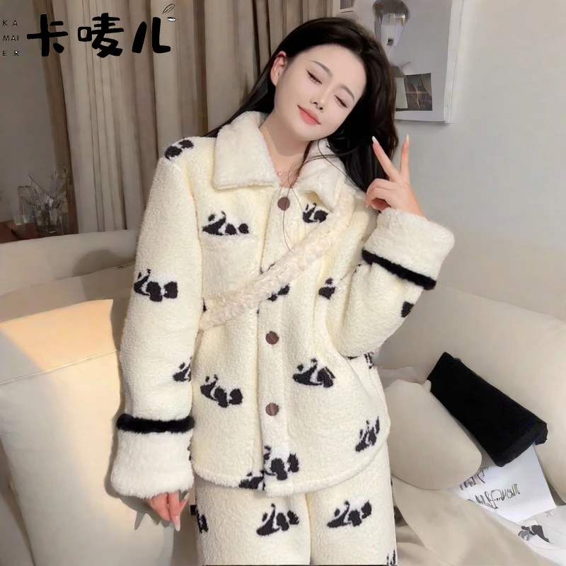 睡衣女士秋冬女款爆款2024新款卡通风甜美轻柔加厚保暖外穿家居服