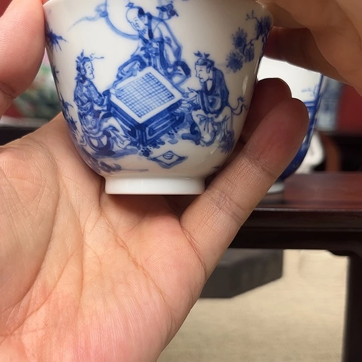 木***水杯子青花人物杯子