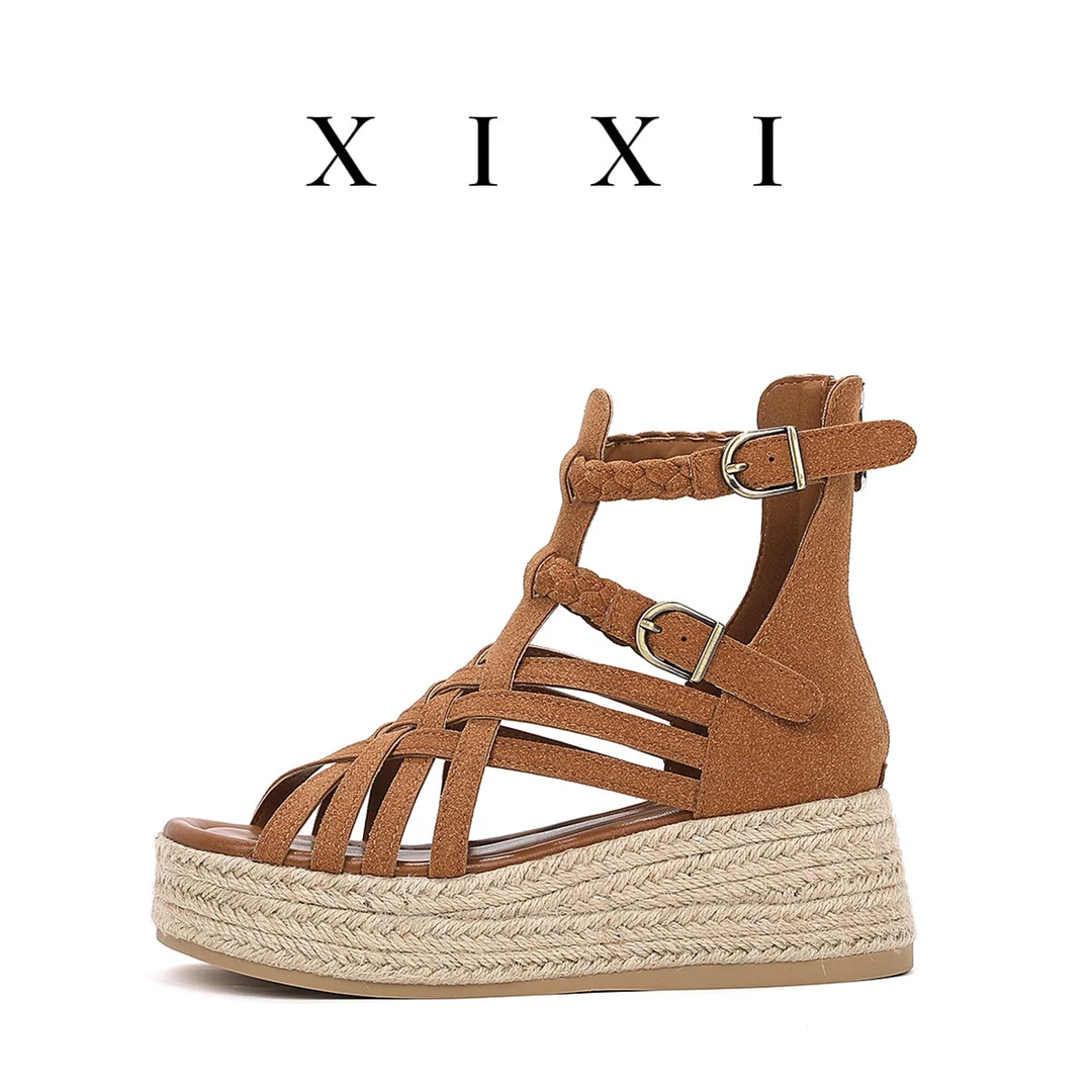 【XIXI】夏季新款厚底凉鞋时尚百搭编织粗跟凉鞋ZS5271