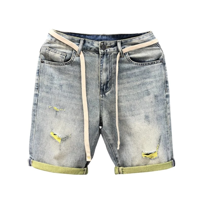 霍科比特欧洲站青年薄款牛仔短裤男士潮牌五分裤夏季休闲百搭短裤