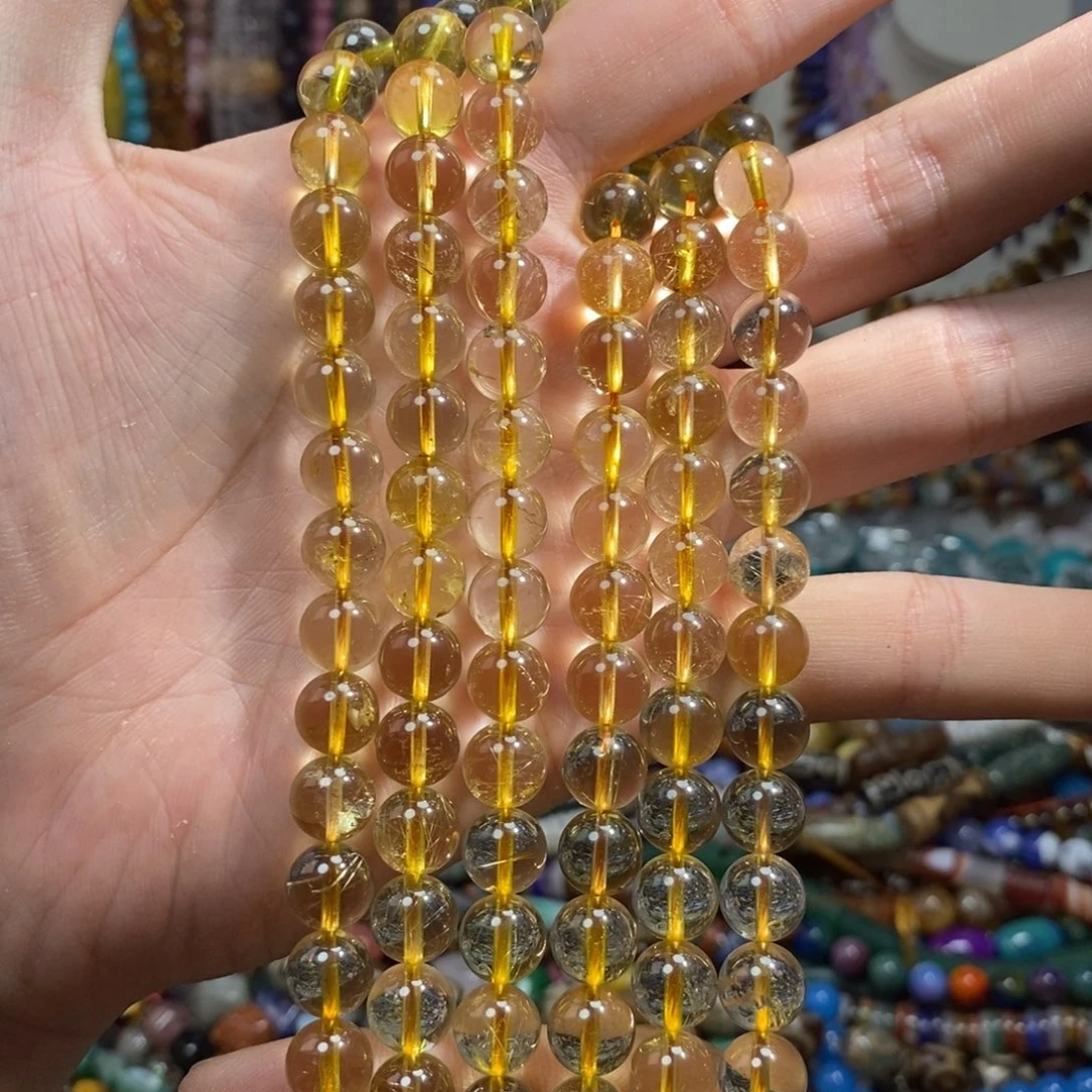 石英质玉未镶嵌，透体金发，晶9.5mm，