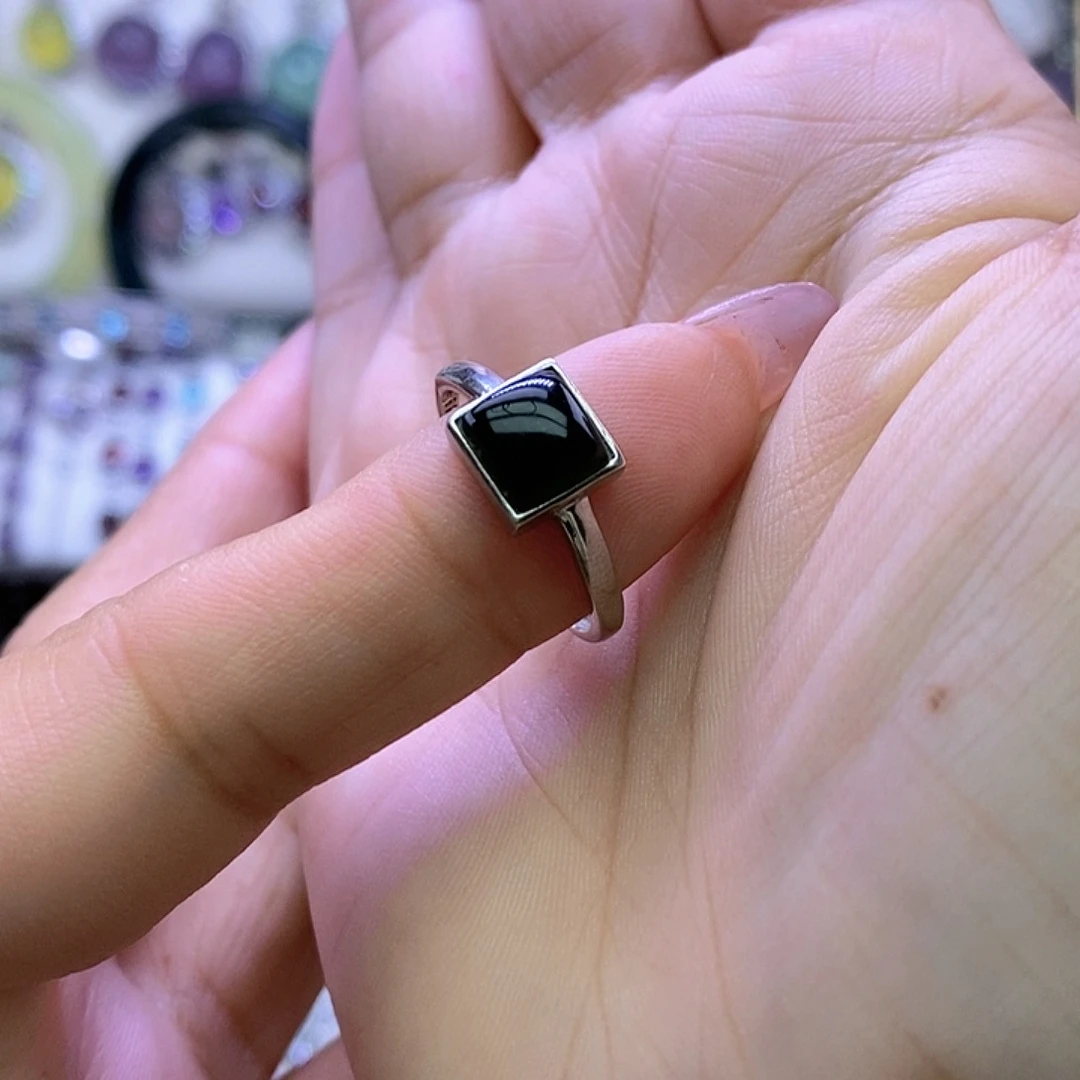 岫玉银S925镶嵌戒指