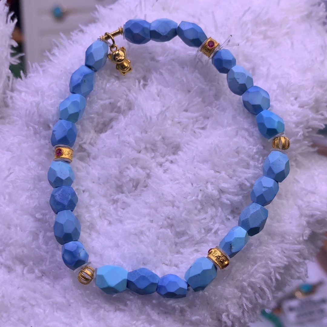 绿松石珠宝奇石未镶嵌钻切手串