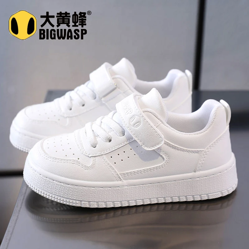 大黄蜂儿童鞋子2025秋季男童小白鞋6-12岁小学生透气女童运动板鞋
