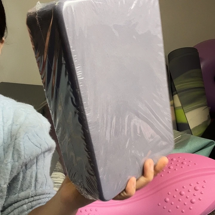 亚麻橡胶300克瑜伽砖两块灰紫色微瑕