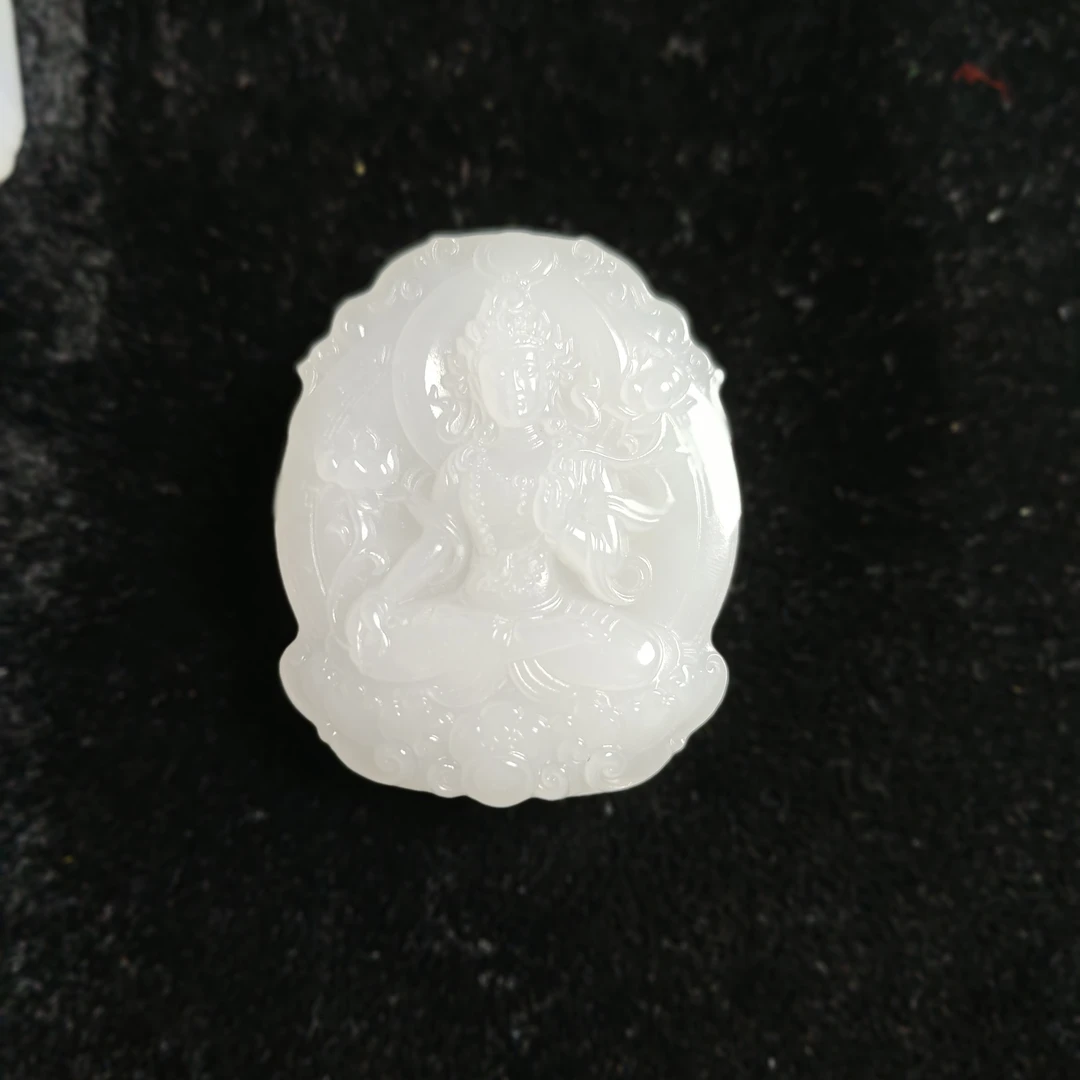 和田玉羊脂白玉大势至菩萨