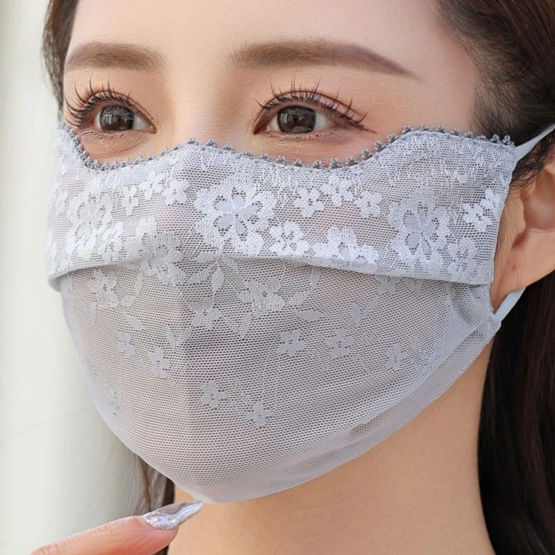 蕾丝口罩女春夏季显脸小薄款立体透气防晒网纱优雅气质防粉尘面罩