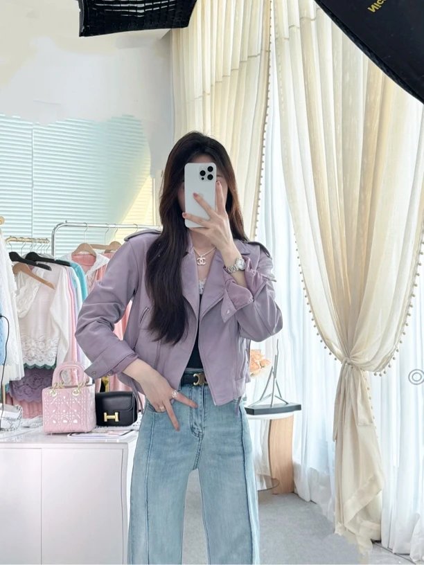 休闲小皮衣女士欧洲站2025春秋装新款韩版短款机车服pu皮夹克外套