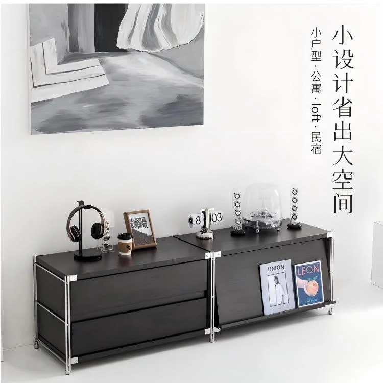 不锈钢组合电视柜现代简约北欧小户型客厅储物柜收纳置物靠墙矮柜