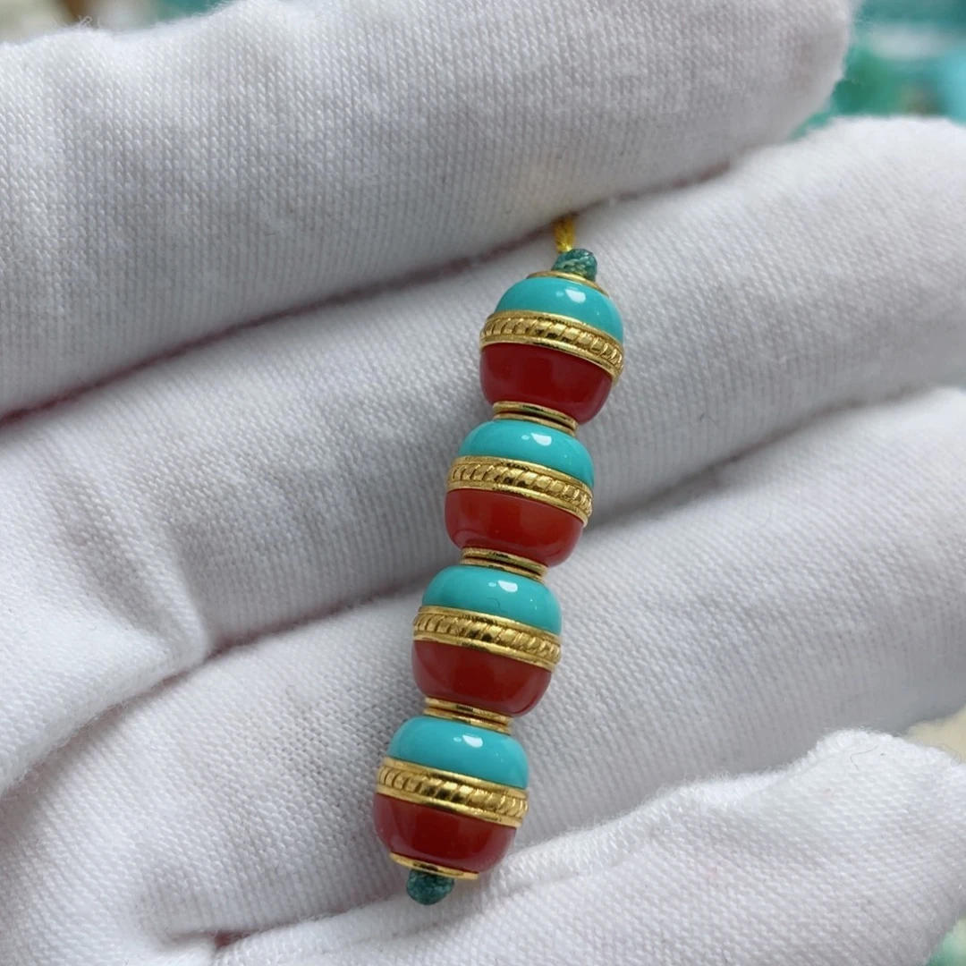 绿松石18K金镶嵌珠宝奇石