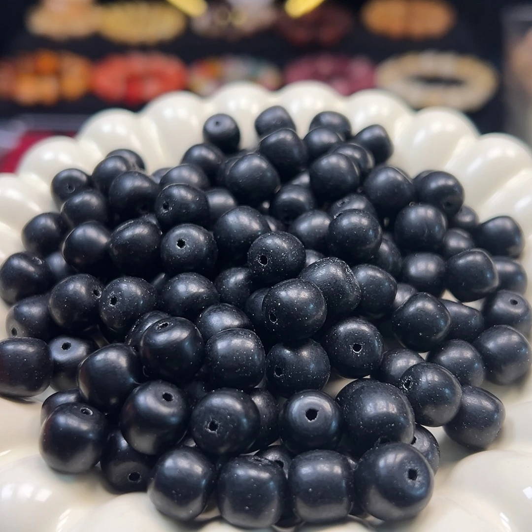 菩提根/象牙果手串微瑕卡11左右黑金桶500颗