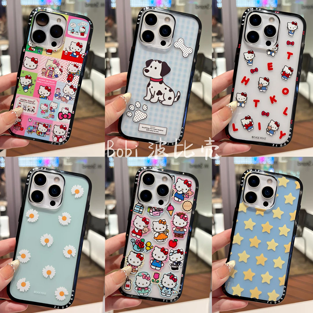 卡通可爱创意透明防摔黑边小狗立体适用苹果手机壳iphone16pro/15