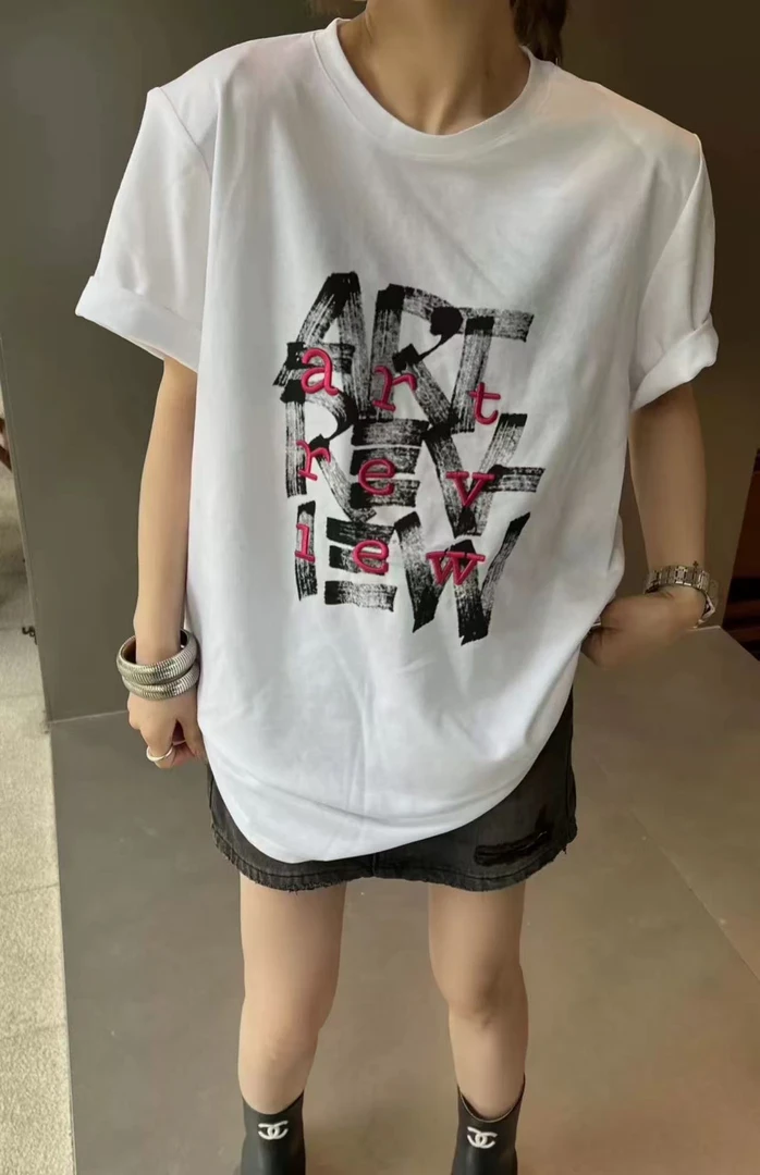 衣越#4083夏季福利印花短袖上衣，衣长：68cm