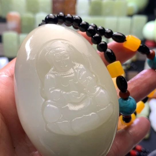 石材方解石手把件