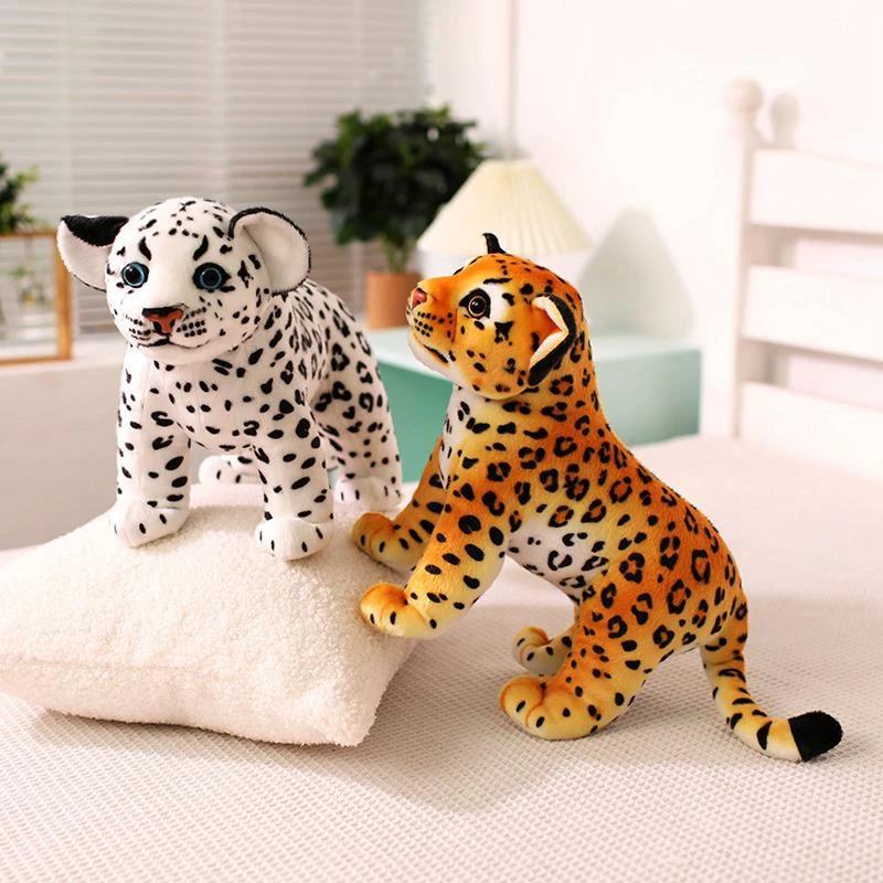 仿真豹子公仔站姿玩偶儿童布娃娃花豹金钱豹毛绒玩具趣味生日礼物