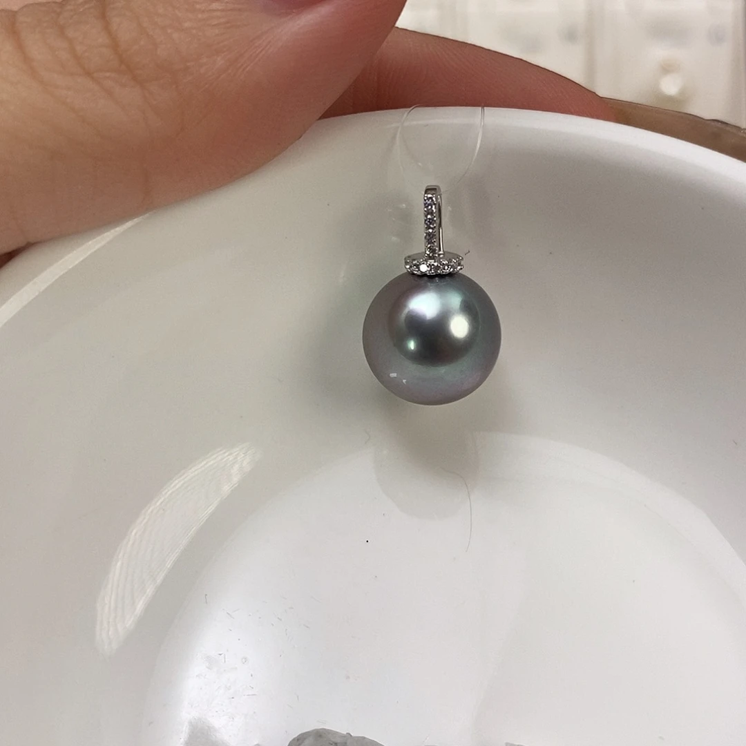吊坠(不含链)海水珍珠银S925镶嵌大溪地12-13