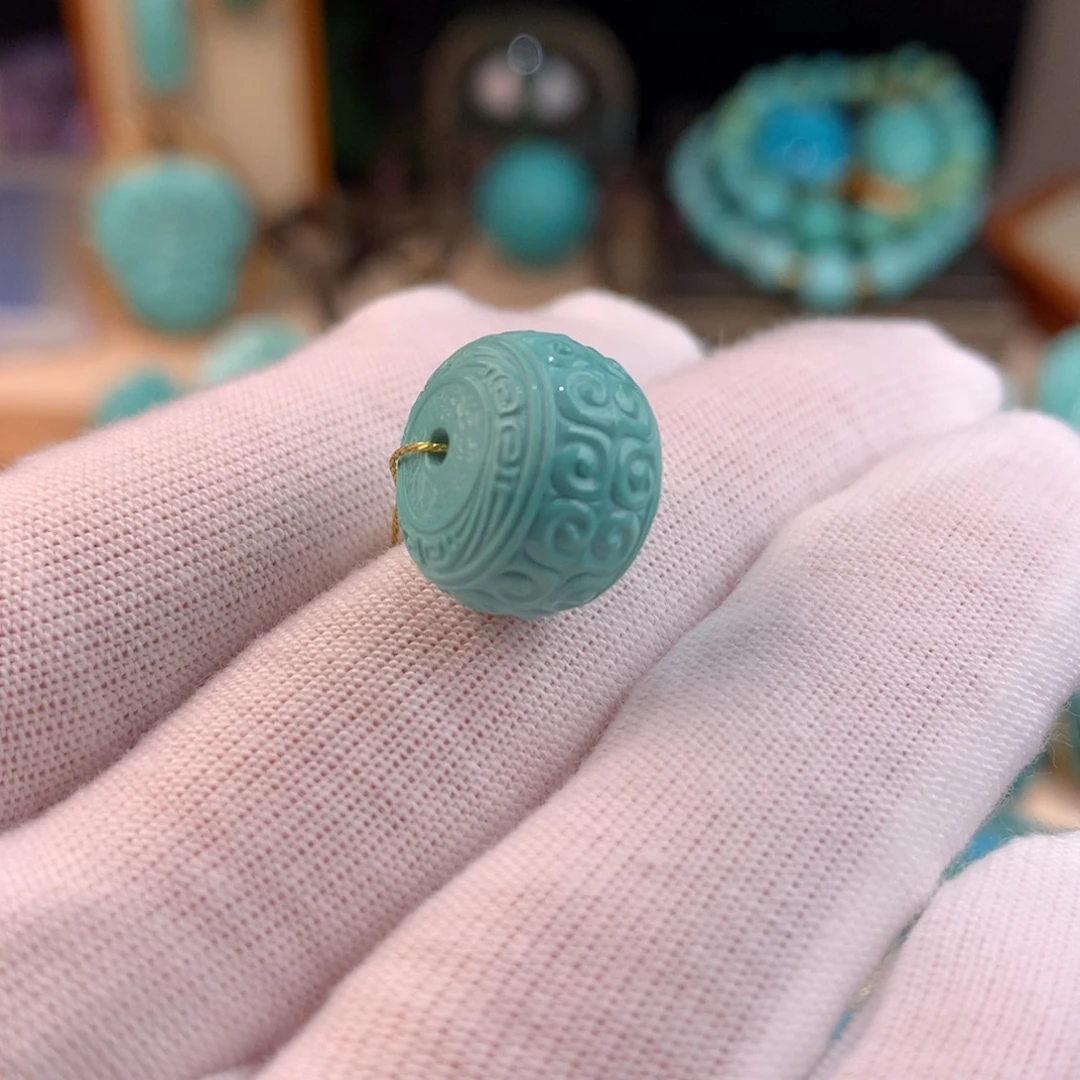 绿松石未镶嵌回纹墩子卡14