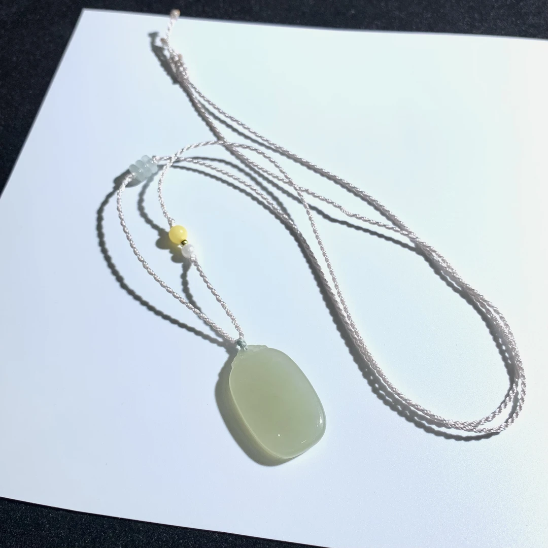 和田玉无事牌吊坠带编绳 KT24101104