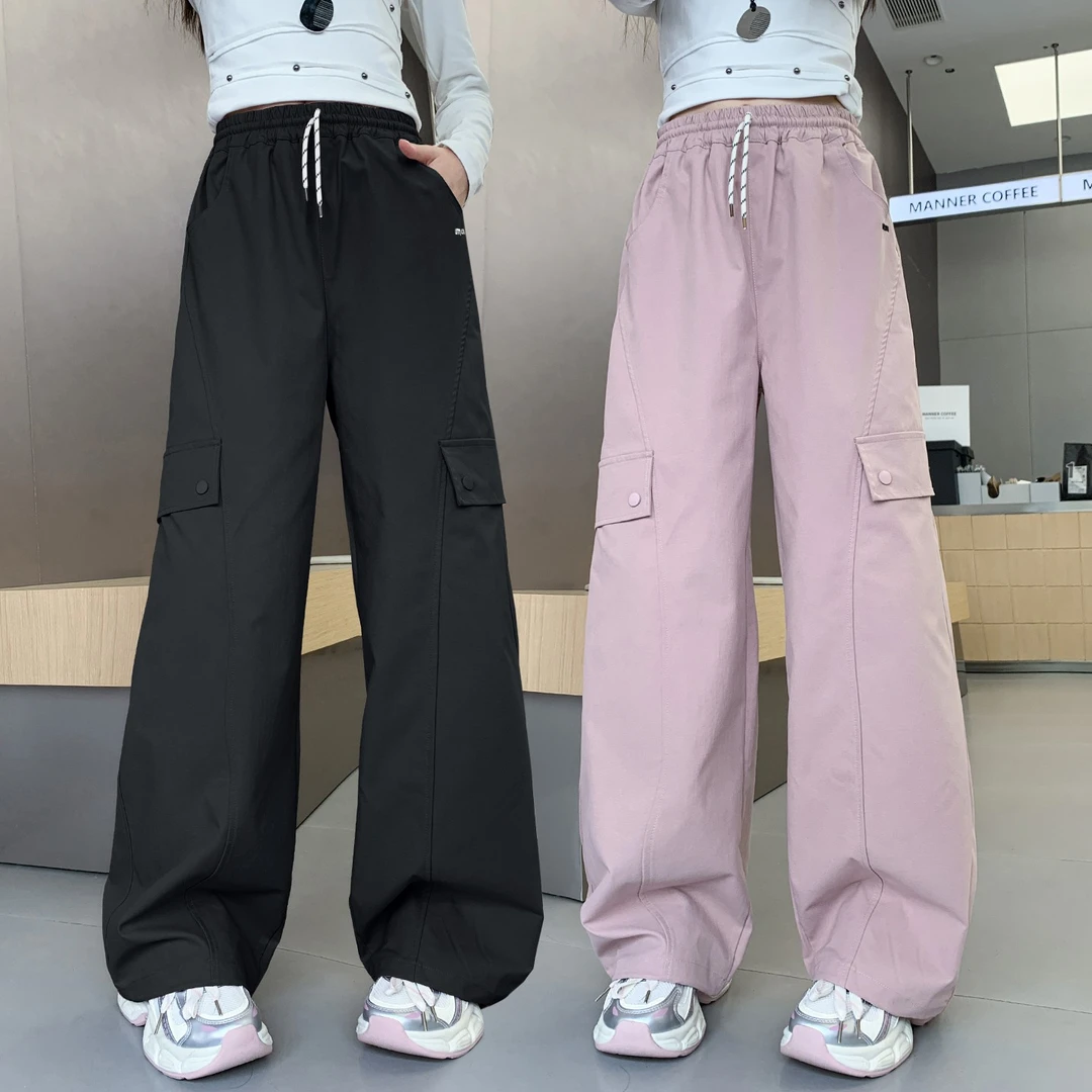 女童工装裤秋季2025新款中大童宽松直筒休闲裤儿童初中生百搭裤子