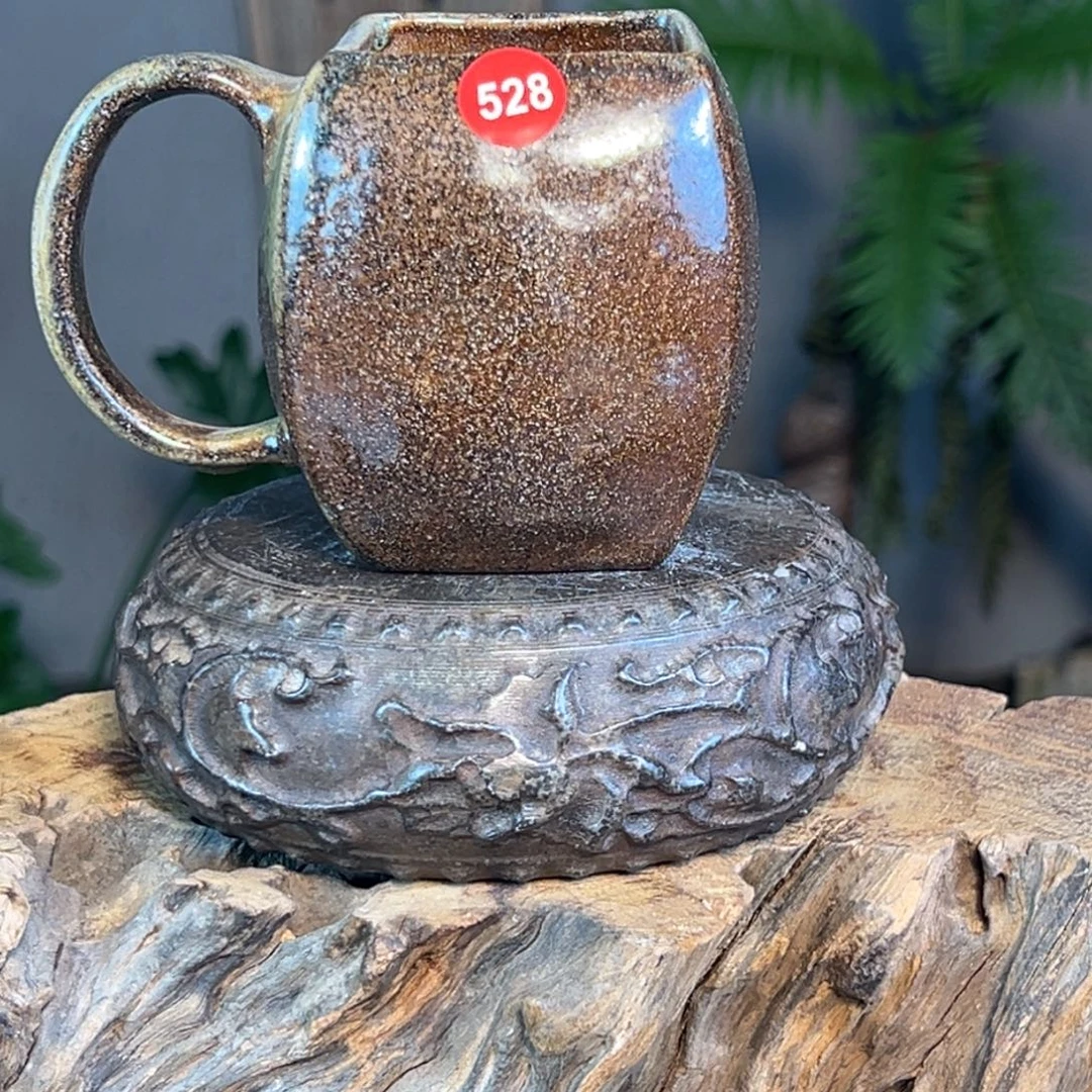 杯528柴烧手捏主人杯自然落灰釉