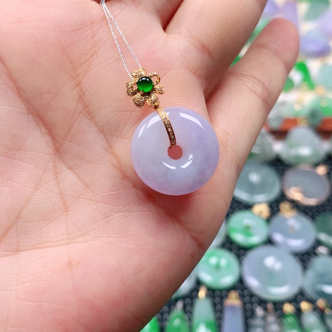 翡翠18K金镶嵌吊坠(不含链)