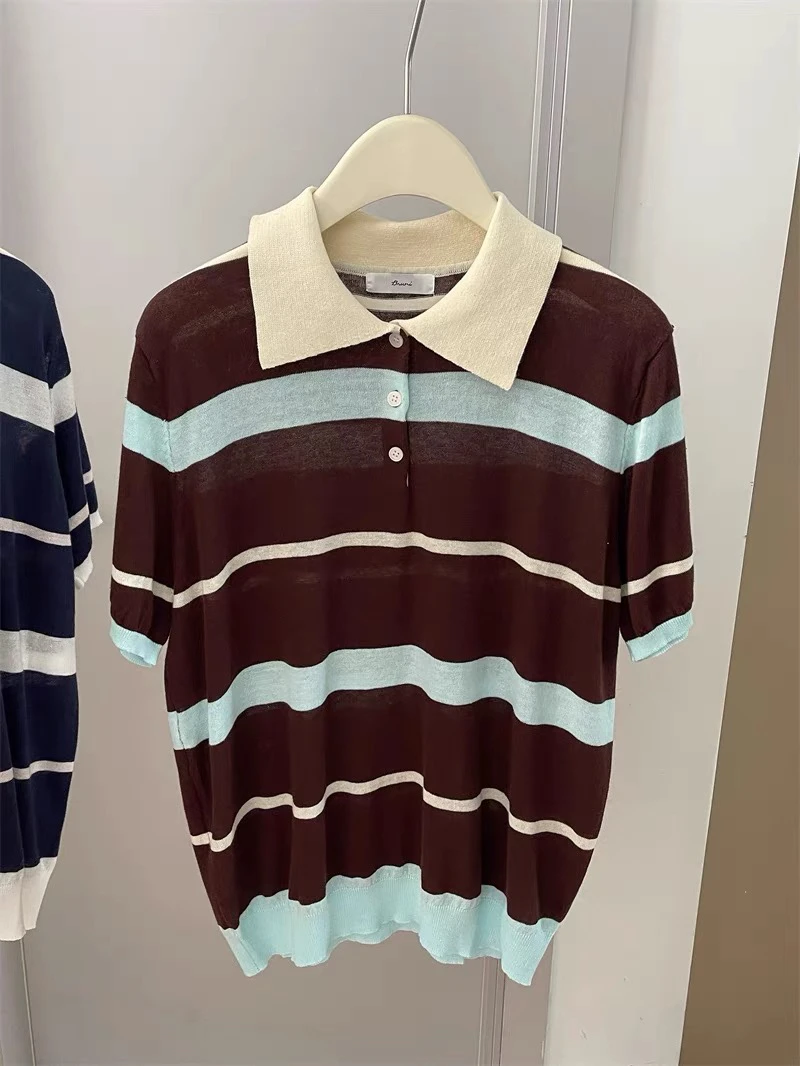 韩国单 撞色领针织衫