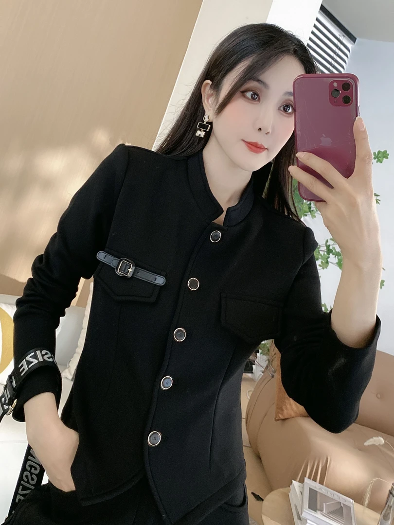 加绒弹力小香上衣+阔腿裤两件套(YD1J)2478常规版  3780加长版