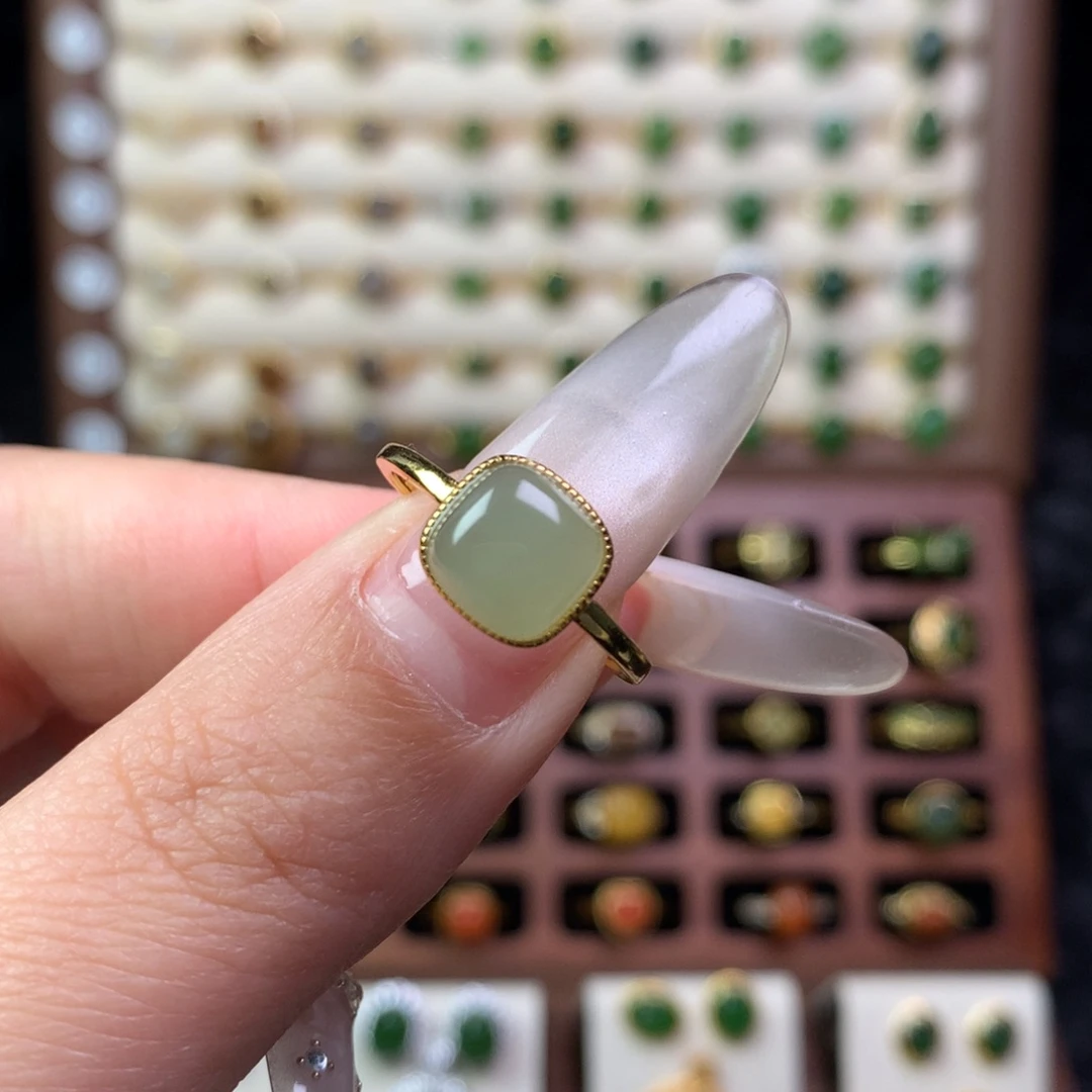 和田玉银S925镶嵌戒指