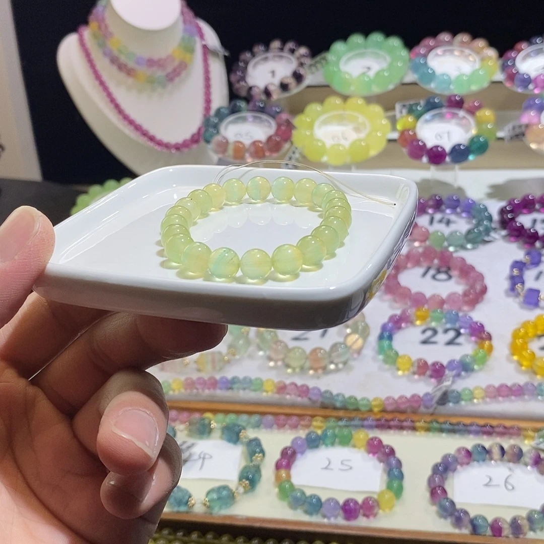 未镶嵌手链水晶荧光黄绿8加