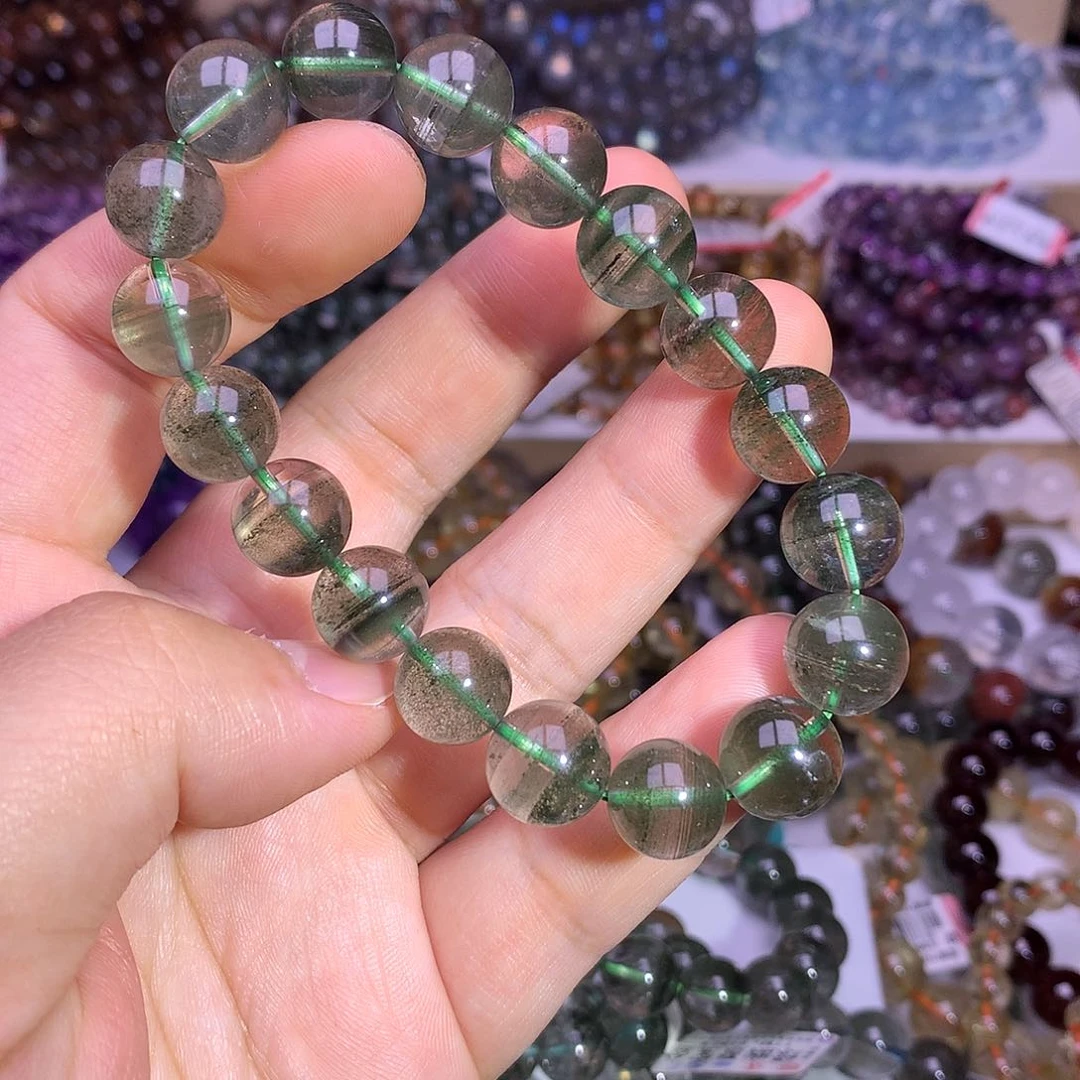 未镶嵌手链水晶11mm毕业千层绿幽灵