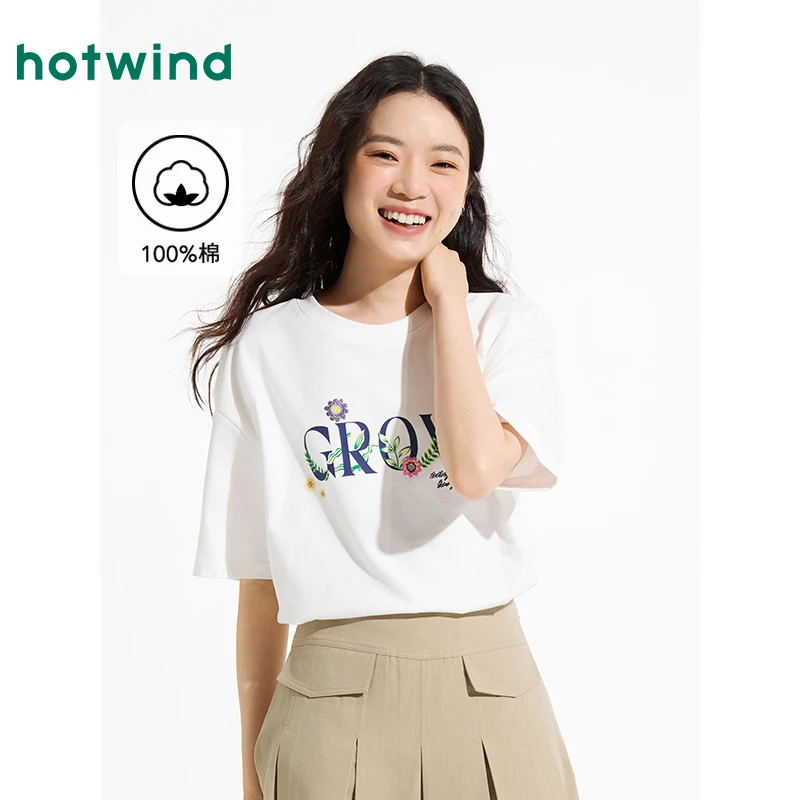 热风2025年春季新款女士米妮系列短T恤F01W25106