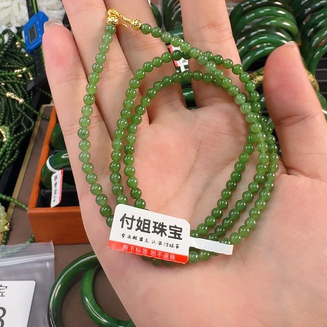 和田玉未镶嵌颈饰小米珠卡4