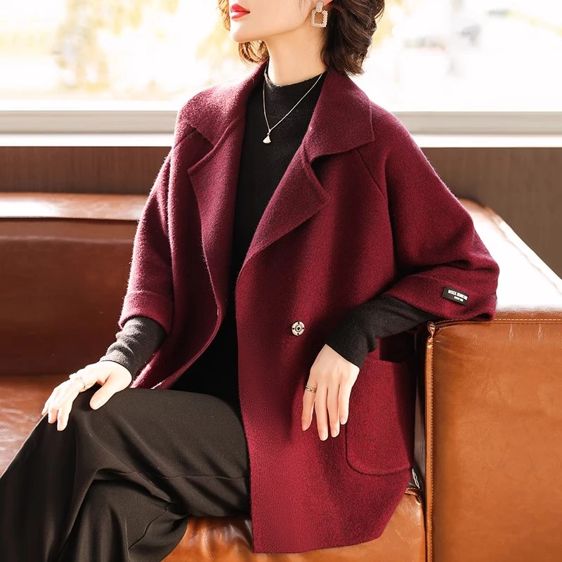 40-50岁春装大衣妈妈呢子外套新款女士风衣气质高贵中老年女大衣