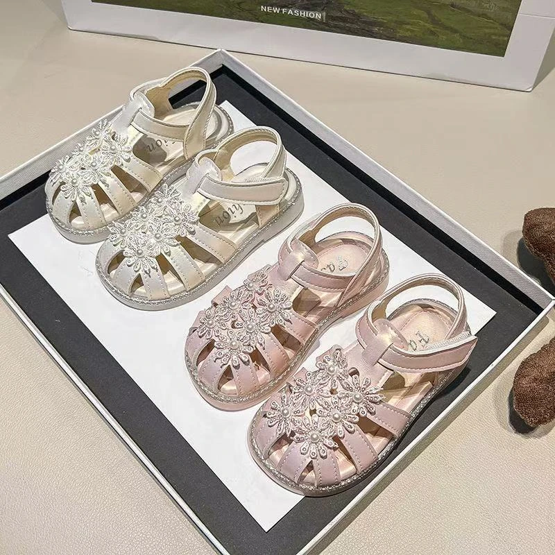 女童包头凉鞋公主鞋洋气珍珠凉鞋2471