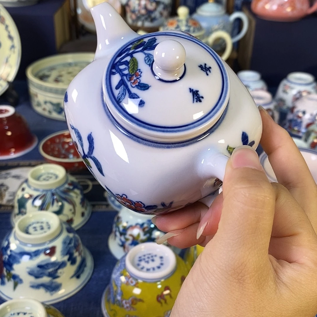 大***哥瓷片景德镇陶瓷茶壶1个