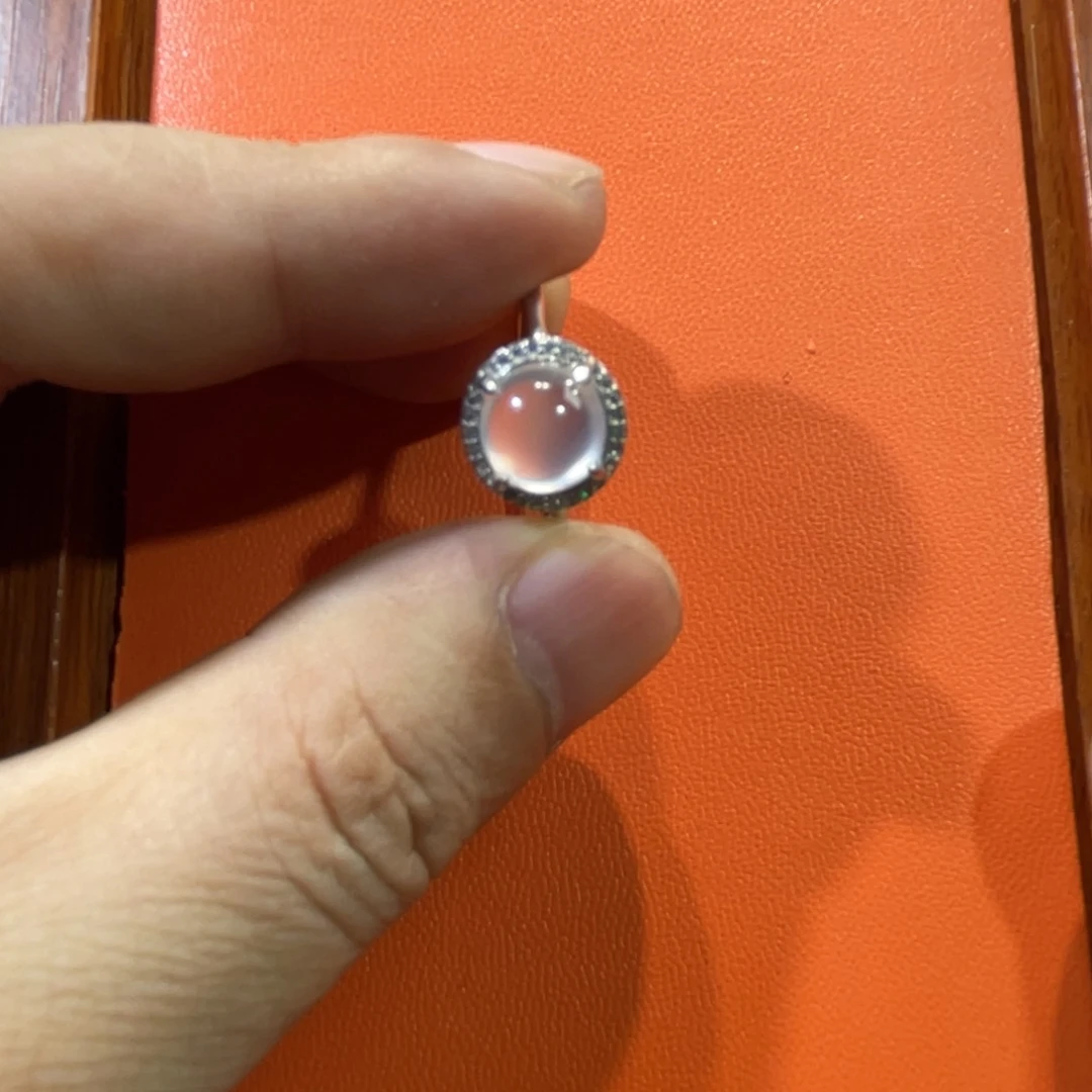 石英质玉银S925镶嵌蛋面戒指