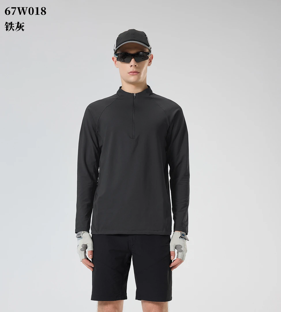 秋季男款立领纯色抗菌针织67W018