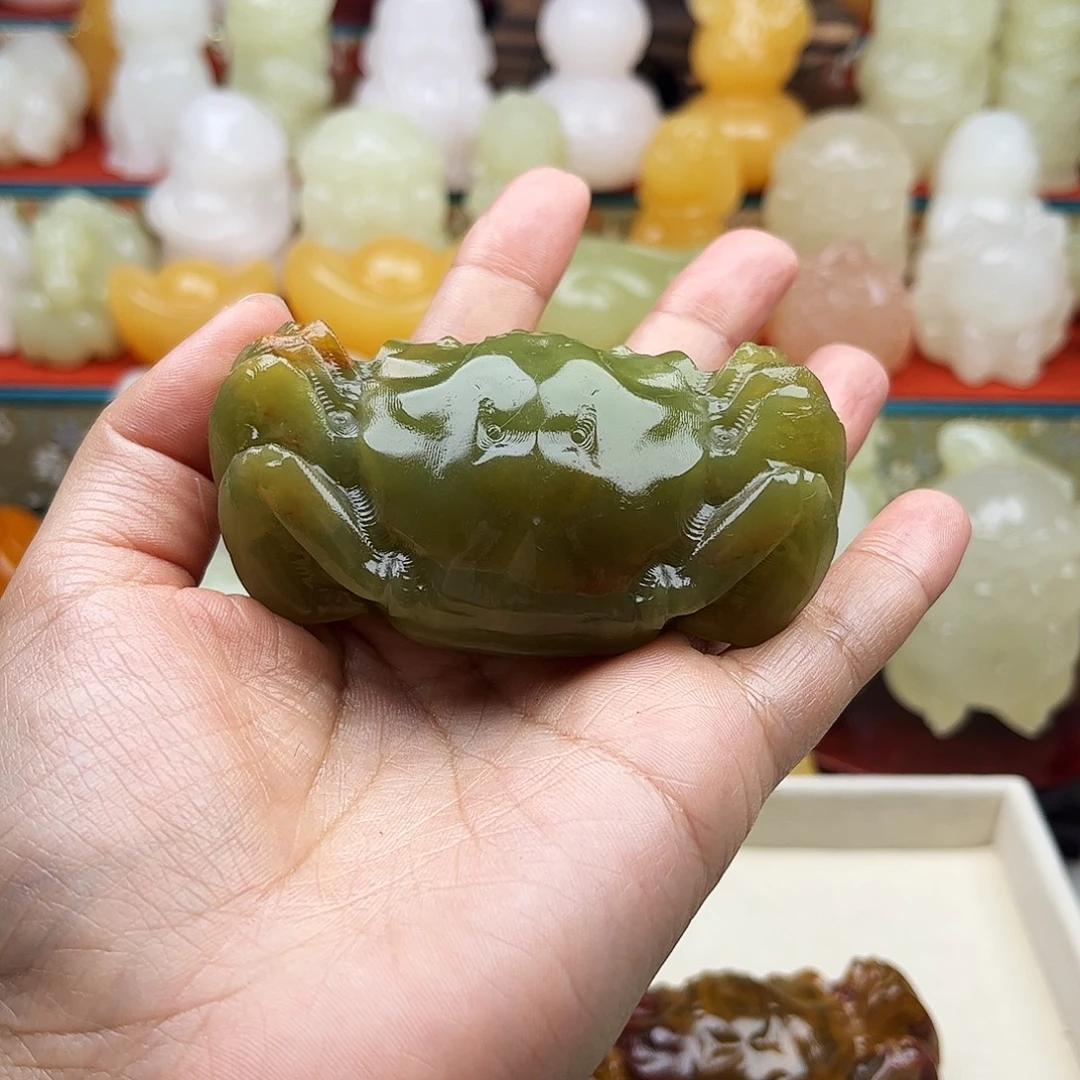 佛***缘石材螃蟹手把摆件