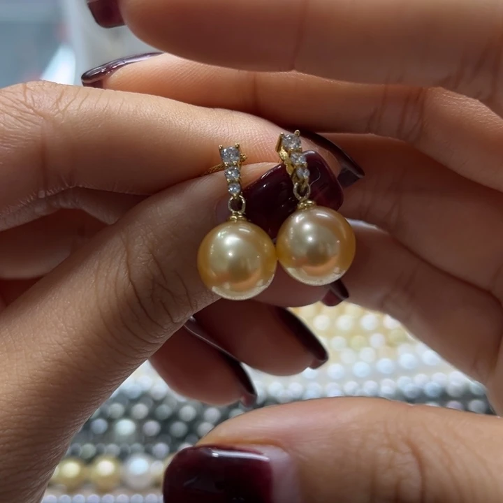 海水珍珠耳饰银S925镶嵌