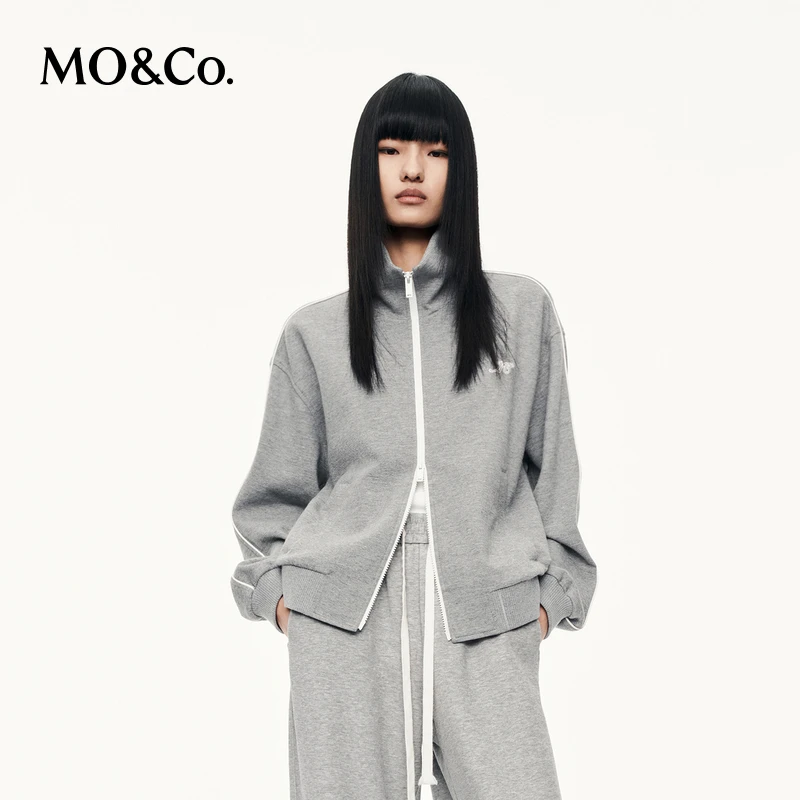 【诗语专属】MOCO夹克2025秋含绵羊毛短款双开头拉链MBE3JKTT15