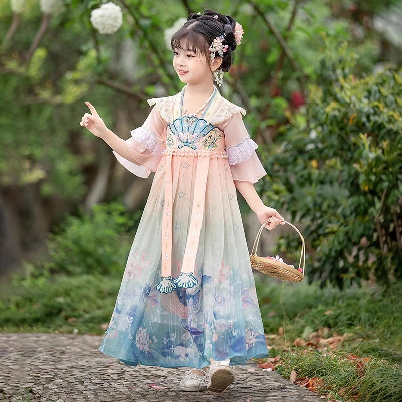 女童汉服夏款唐装古风超仙中国风古装女夏季儿童旗袍2025新款夏装