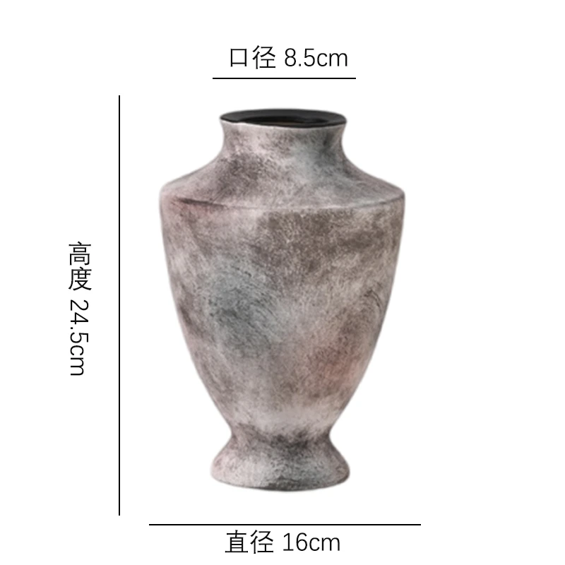 [复古红棕-奖杯小号】奖杯高级无孔简约艺术插花陶瓷花瓶