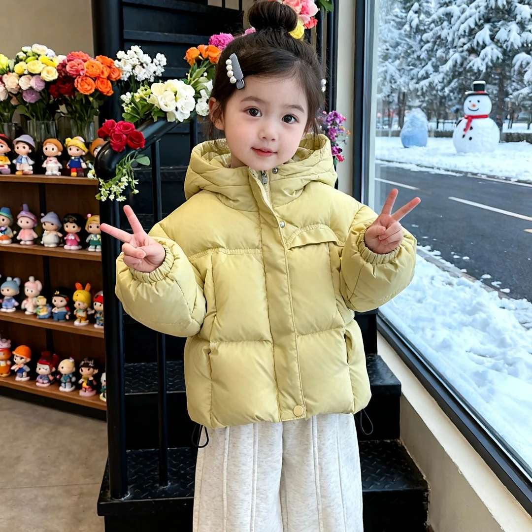 8反季韩版童装2025冬季新款男女童绒羽服防寒加厚中大童面包服