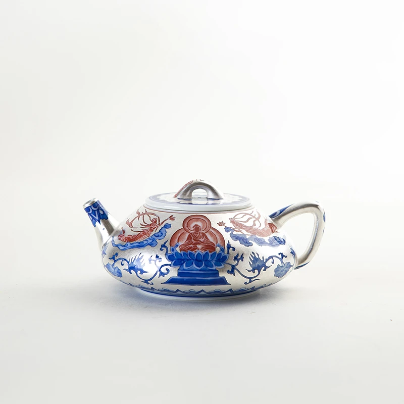 【詺兮清窑】银地飞天石瓢壶手工陶瓷