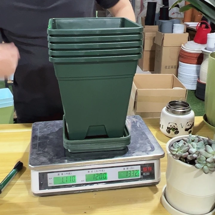 方盆200口20高22军绿色5个带托
