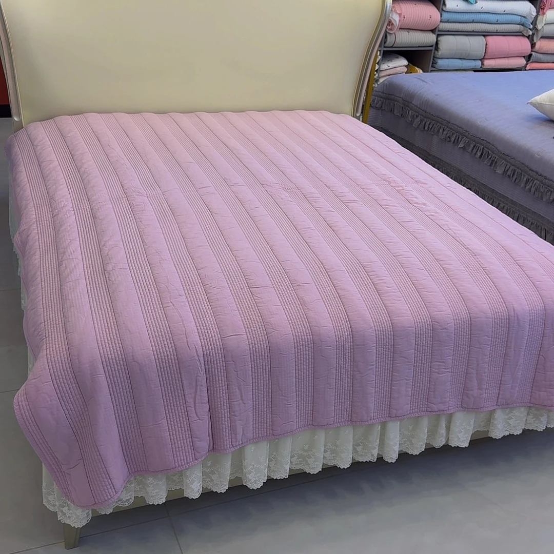 棉韩国进口砂洗莫代尔床盖夏被睡垫多用紫色
